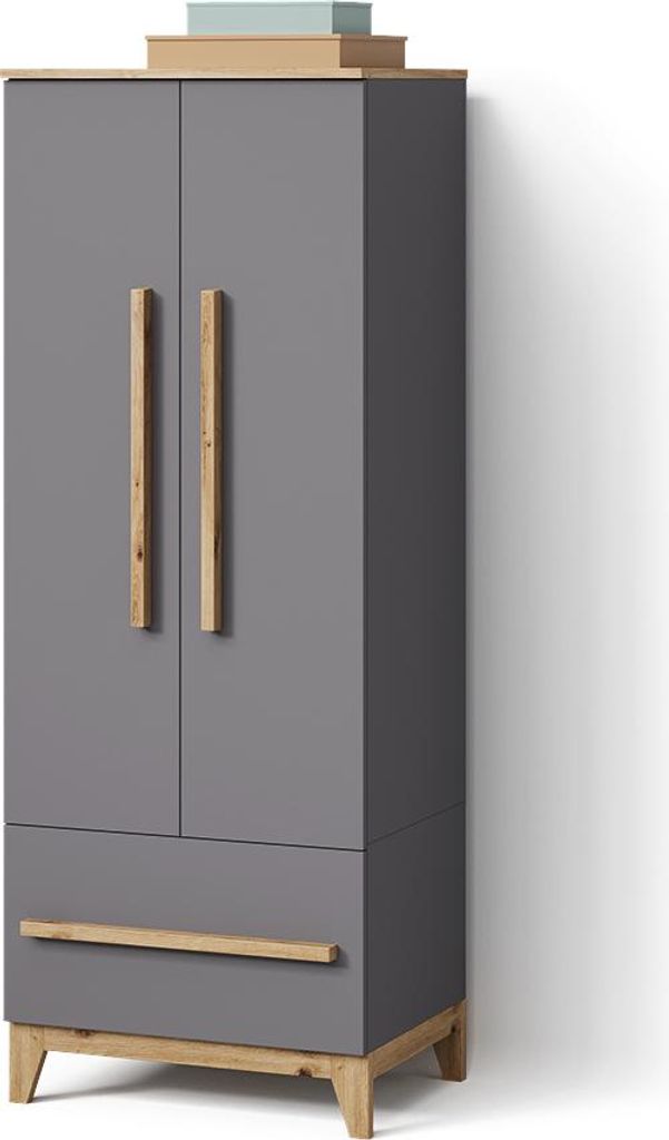 Kinderkleiderschrank Livinity Mailo Grau/Artisan 70 x 186.8 cm mit 4 Schubladen, Model 59757
