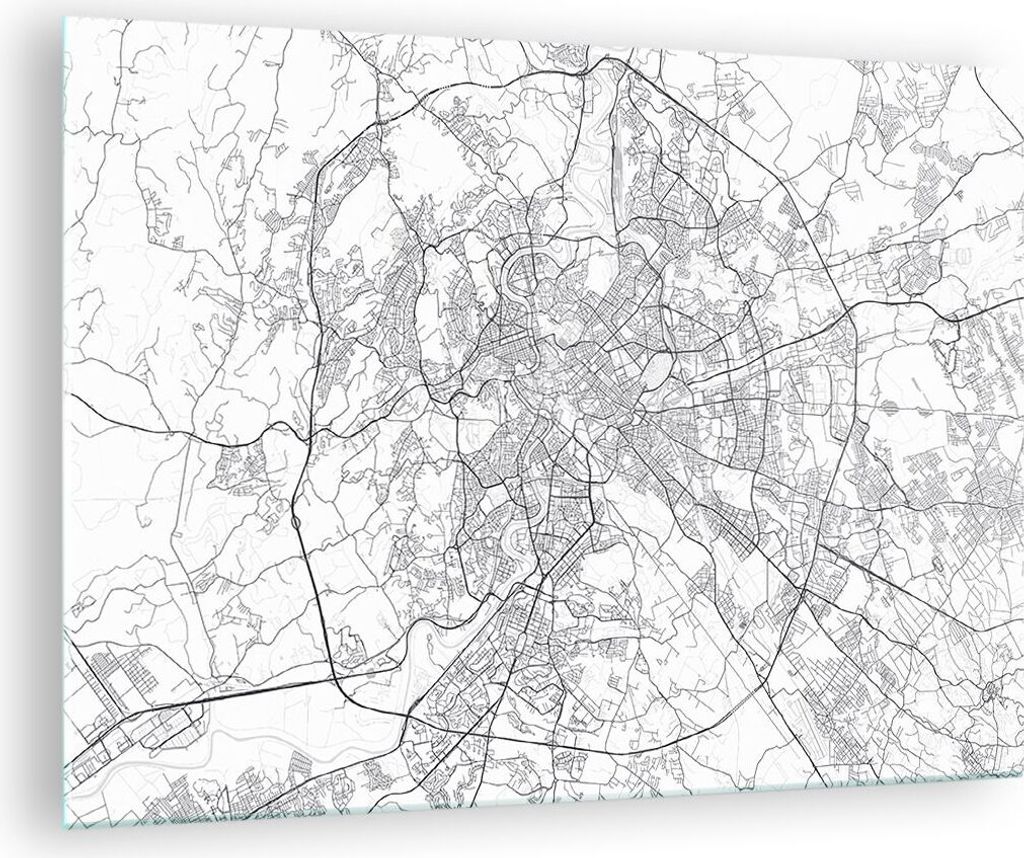 Bilder auf glas - Einteilig - Stadt Karte Rom - 70x50cm - Glasbilder - Wandbilder - Bilder - zum Aufhängen bereit - Wanddekoration aus Glas - Glas...