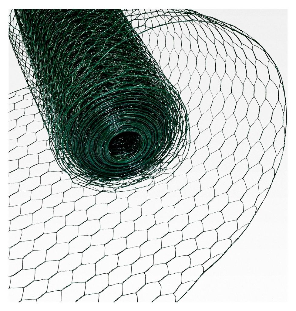 Sechseckgeflecht Gartenzaun Drahtzaun 25 mm Maschenweite Gitterzaun Kaninchendraht verzinkt und grün beschichtet (0,75 x 25 m)