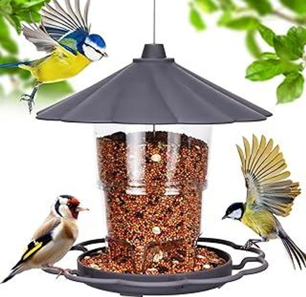 Vogelfutterhaus zum Aufhängen, 820ml Faltbarer Vogelfutterspender zum Aufhängen, Vogelfutterstation Vogelhaus zum Aufhängen Wetterfest, Kunststo...