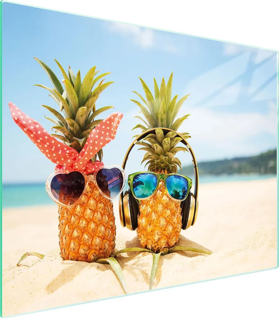 Tagliere Vetro Grande 52x40 Ananas - Copri Fornelli Universale