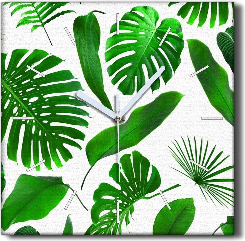 Coloray Hodiny Unikátní 30x30 cm Tiché hodiny Pro obývací pokoj a kuchyň Nástěnné hodiny Plátno Černé ručičky hodin - Květinový list