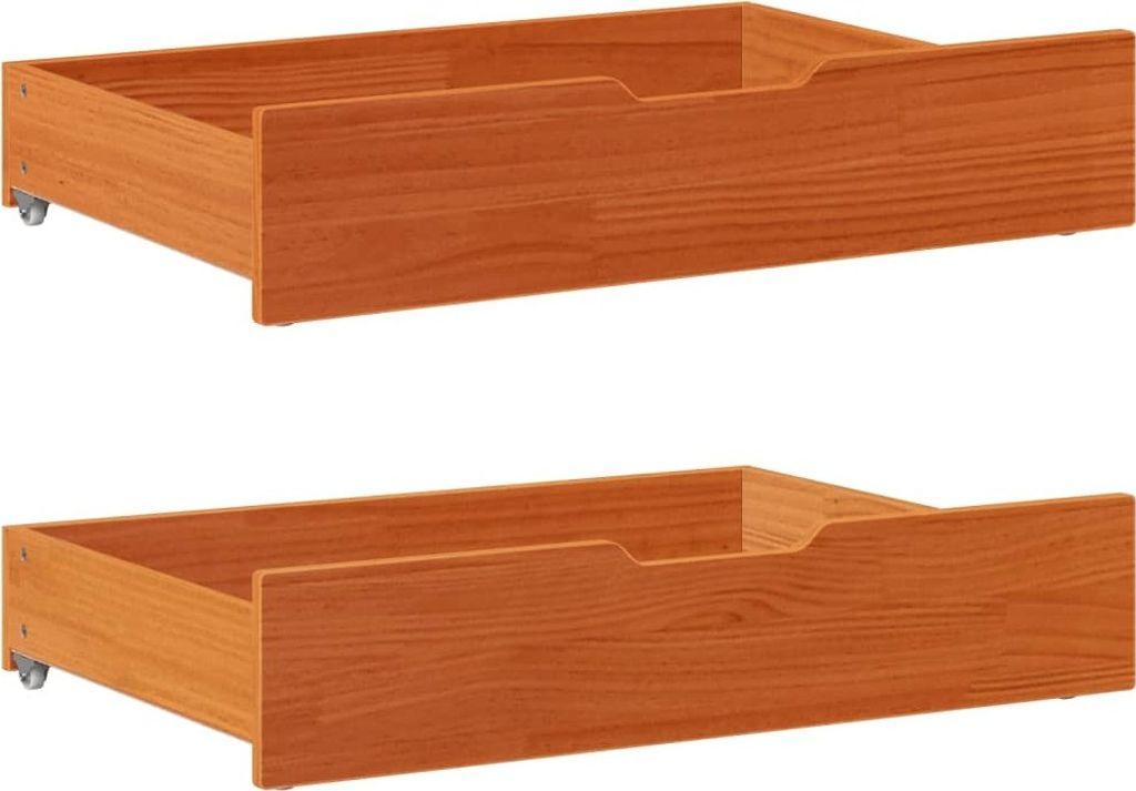 Bettschubladen 2 Stk. Wachsbraun 85x55x17 cm Massivholz Kiefer