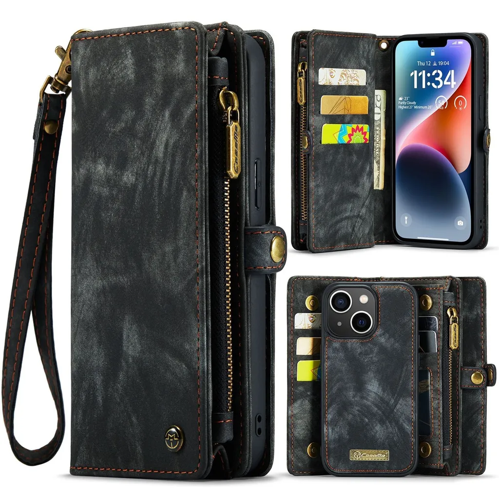 Cover iPhone 14 Luxury Zipper | Custodia Portafoglio Business in Pelle - 1
