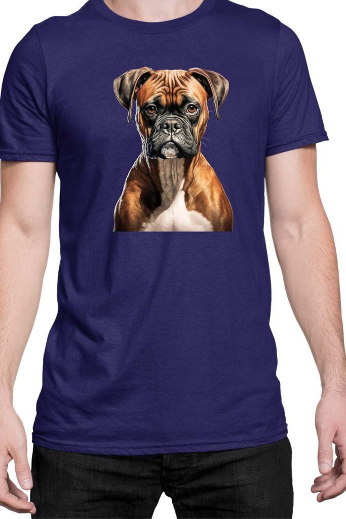 Herren T-Shirt Dogs Breeds Boxer Dog Breed 005, Man 3XL / Dunkelblau