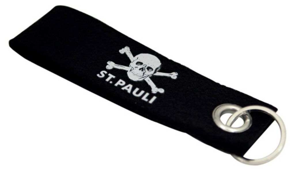 FC St. Pauli Schlüsselband Filz Totenkopf Schwarz, Original Produktbild 