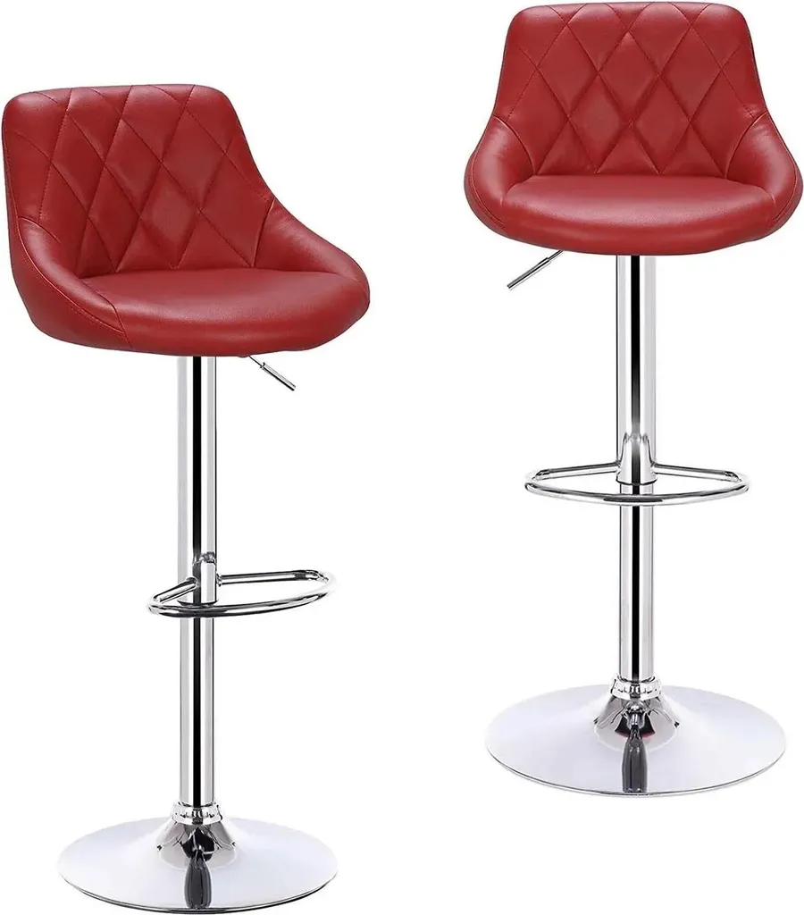 Lot de 2 Tabourets de Cuisine Bordeaux pour Îlot Central et Bar Réglables