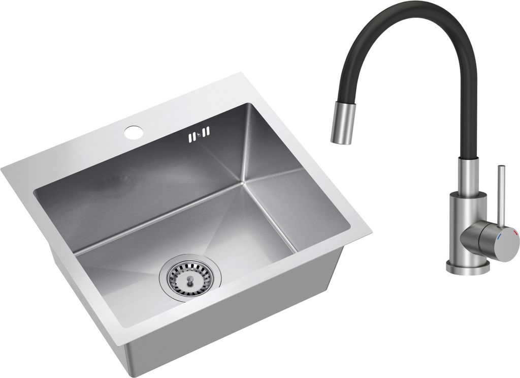 VBChome Lavello in acciaio inox con rubinetteria 50 x 45 cm Immagine del prodotto 