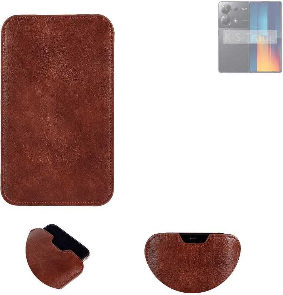 K-S-Trade Schutzhülle Handyhülle kompatibel mit POCO M6 Pro 4G Handytasche Kunstleder Sleeve in braun