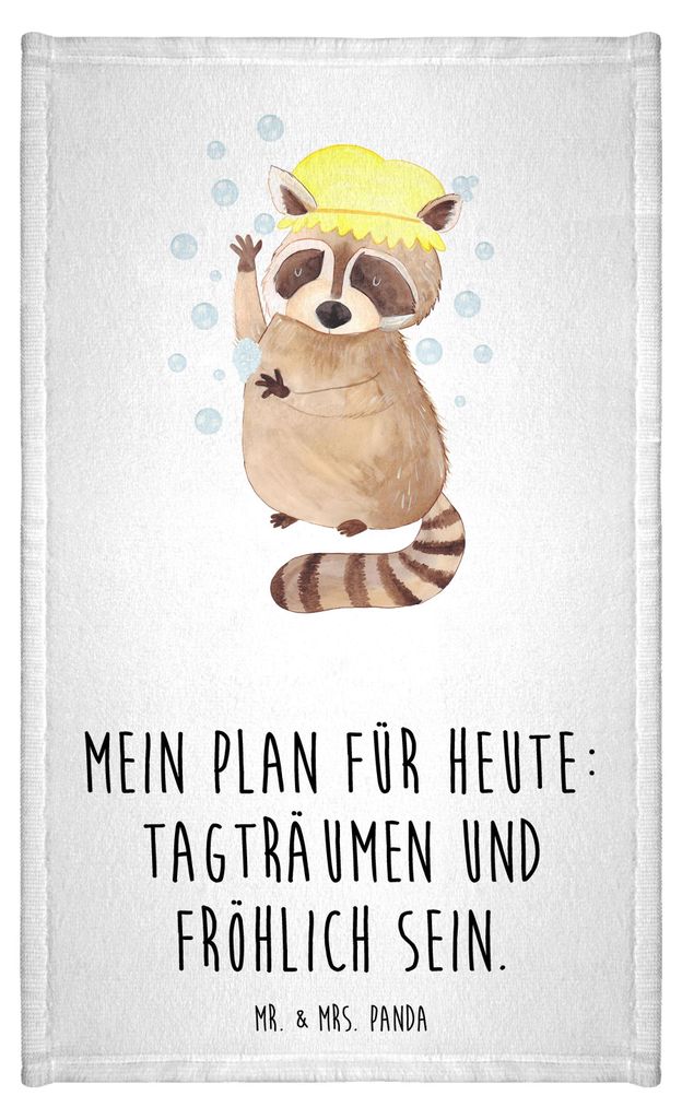 Mr. & Mrs. Panda Handtuch Waschbär - Weiß - Geschenk, Seifenblasen, buntes, Fröhlich, Frotteetuch, Lustige Sprüche, Waschen, Plan, Gästetuch, ...