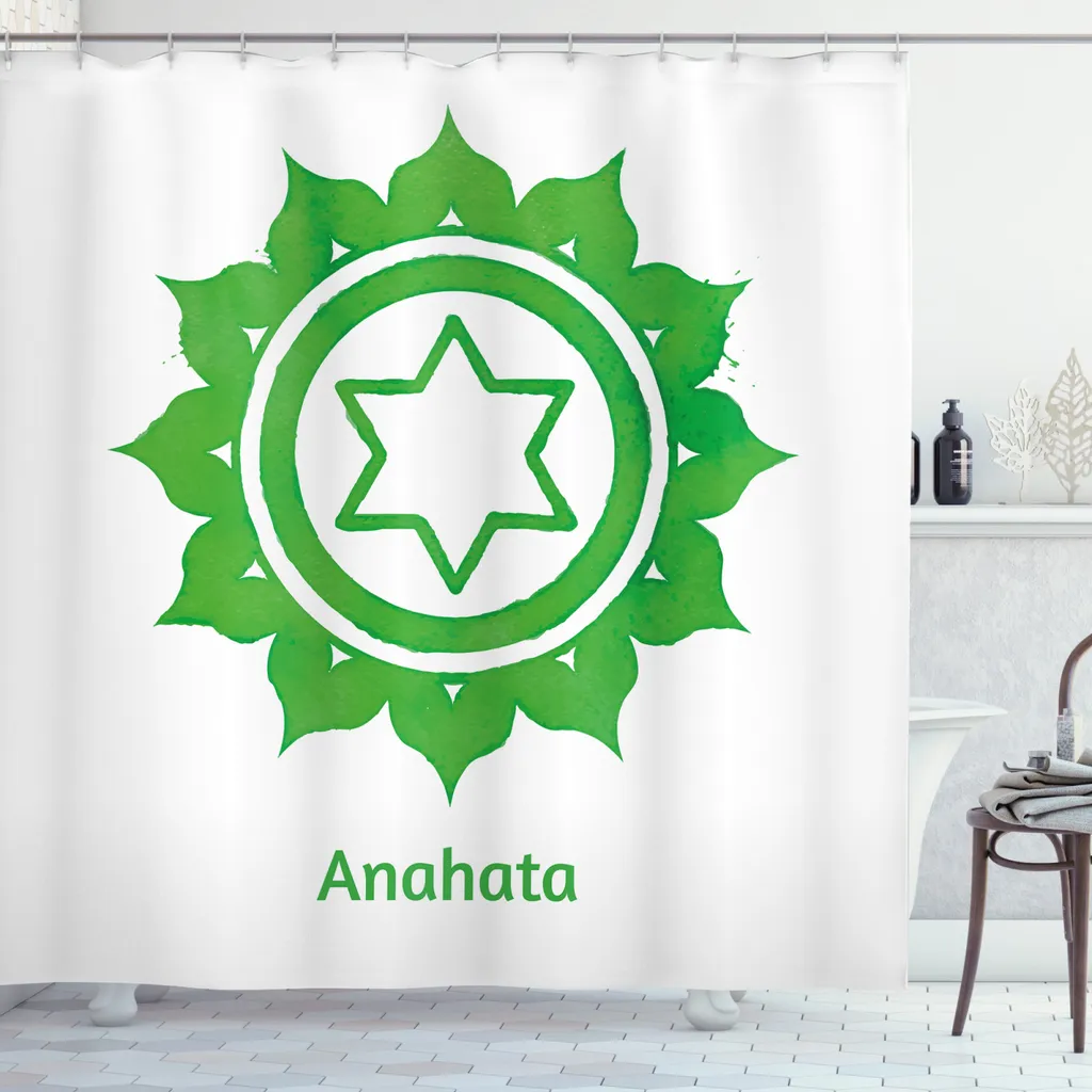 Tenda da Doccia Design Verde Meditazione 175x220 - Stile Boutique