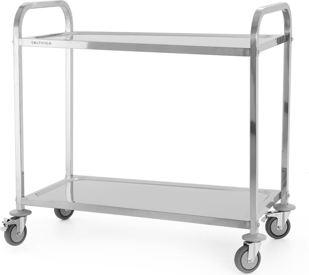 TECHNICA Servierwagen 2-Ebenen Edelstahl | Küchenwagen | 900×500×950 mm | Gastronomie Wagen