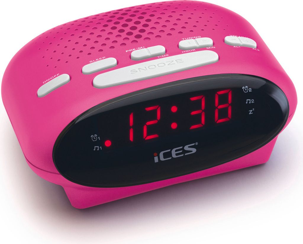 Ices ICR-210, Zegar, FM, PLL, LED, 1,52 cm (0.6"), Różowy, Zdjęcie produktu 