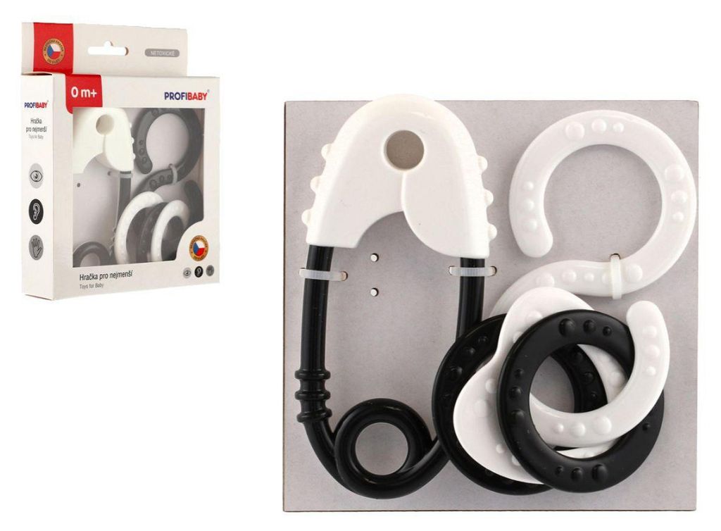 Rassel, 2 Stück, kontrastreiches Schwarz-Weiß, Kunststoff, Produktbild 