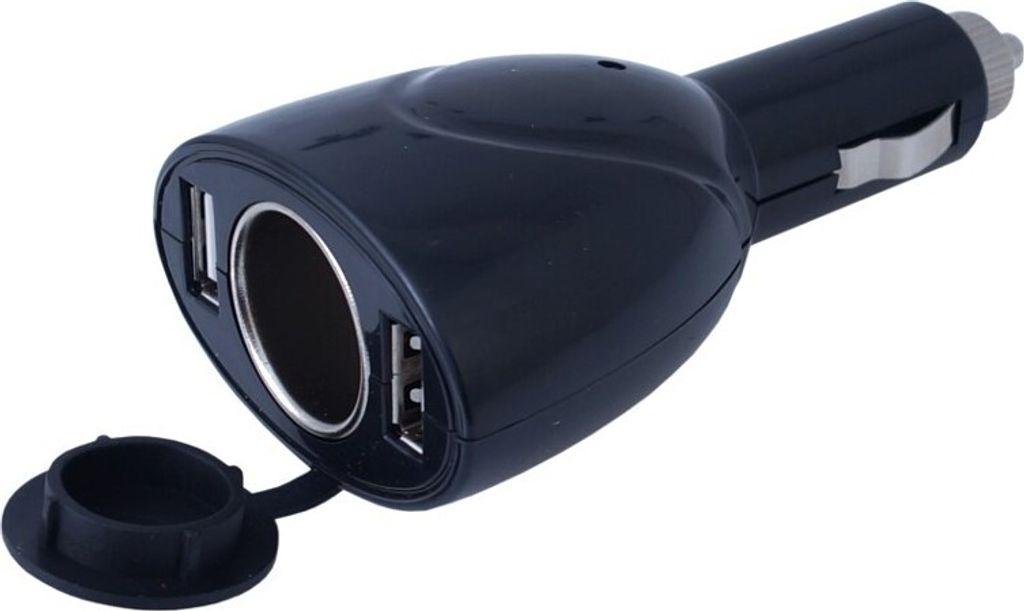 Zigarettenanzünder-Ladegerät/Adapter 12/24V 2x USB 1000 mA + EURO-Steckdose