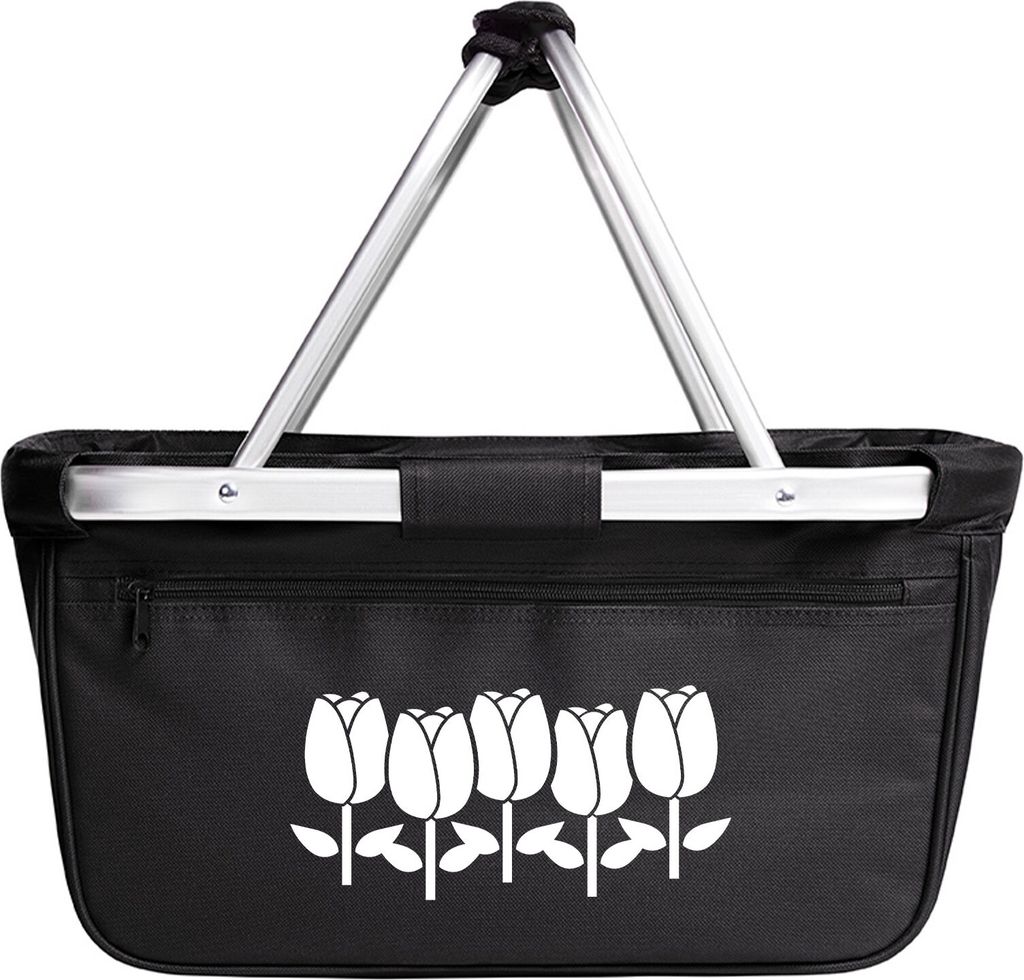 Huuraa Einkaufskorb Tulpen Blüte 20 Liter Black faltbarer Tragekorb Geschenkidee