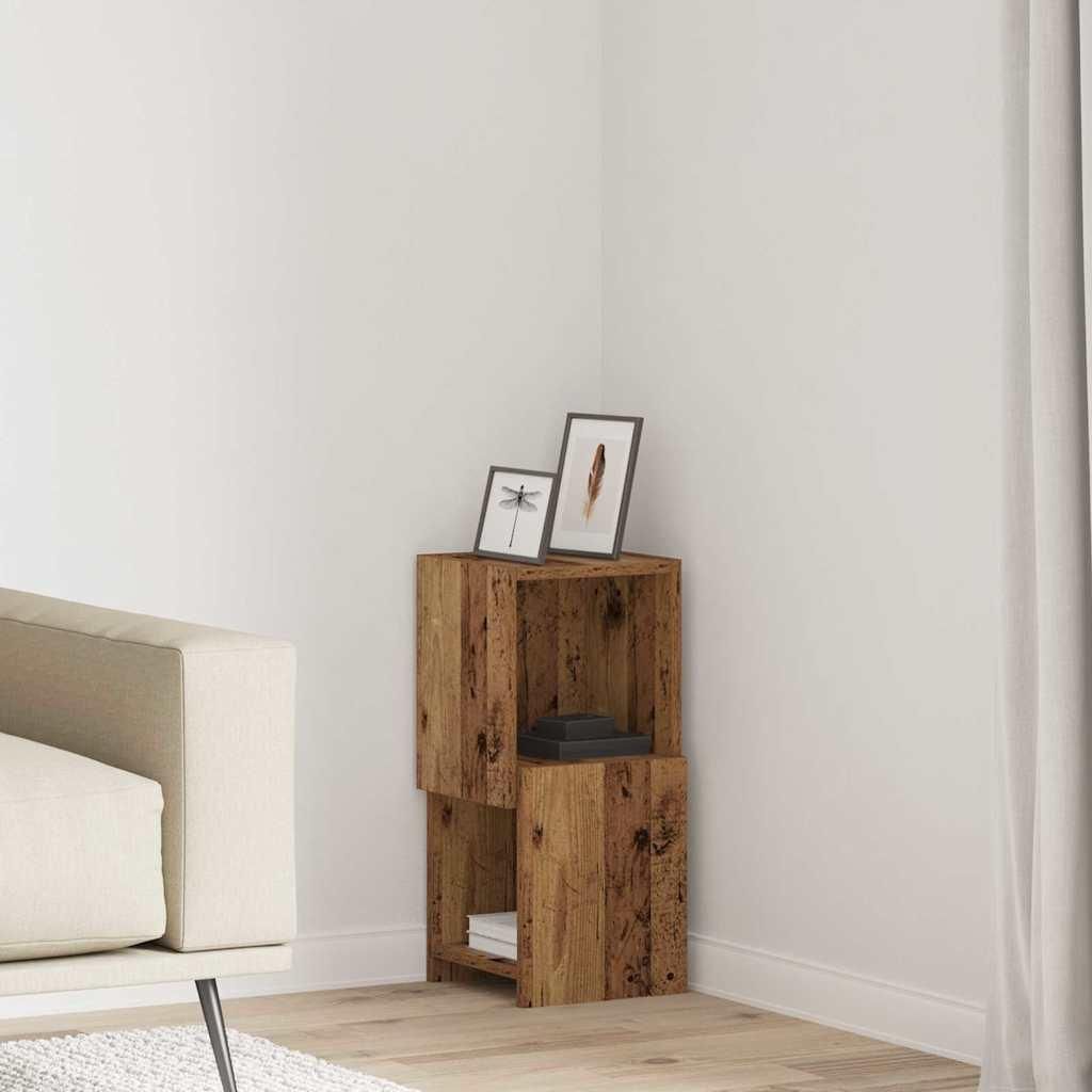 "Schlussverkauf" Eckschrank 1 PC - Mehrzweckschrank für Wohnzimmer/Büro - Altholz 25,5x25x55cm Holzwerkstoff C7227