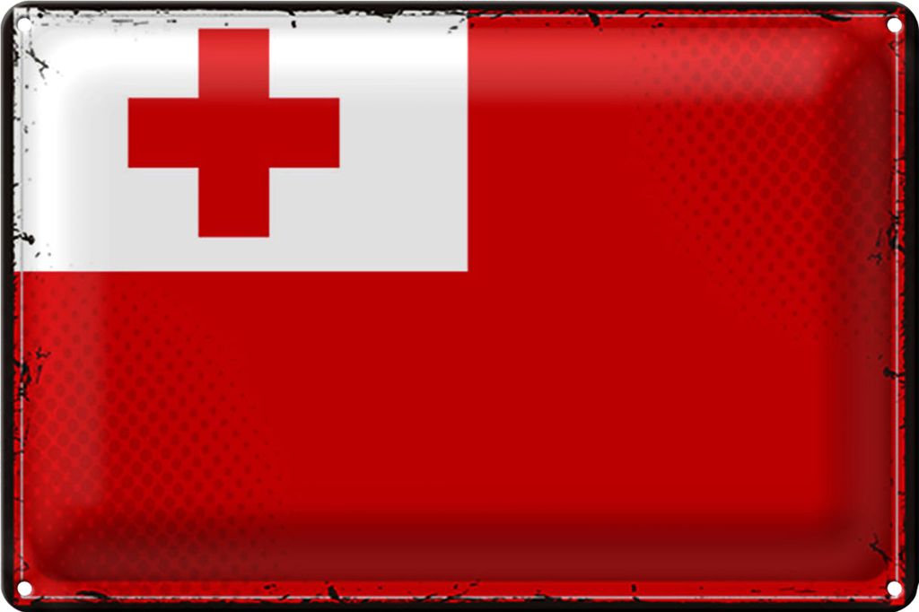 Blechschild Flagge Tonga 30x20cm Retro Flag of Tonga