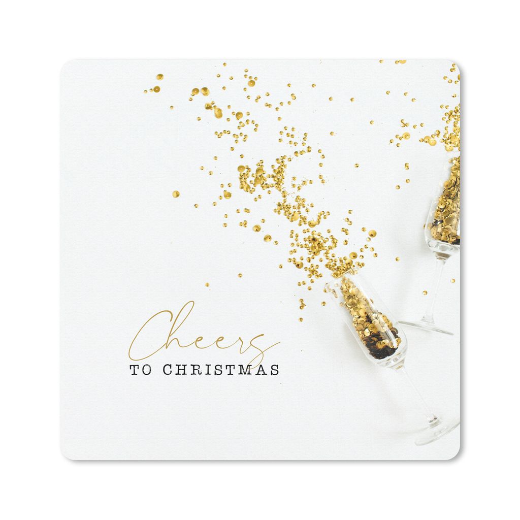 MuchoWow Mauspad Mousepad Winter - Weihnachten - Gold 20x20 cm - Mousepads - Maus Mat - Pad - Mausunterlage - Desk Mat - Bureauartikeln