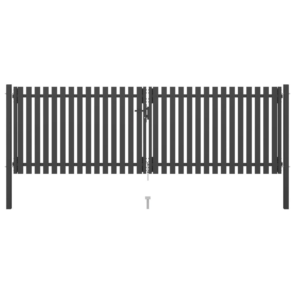 Gartentor aus Stahl 400 x 100 cm Anthrazit