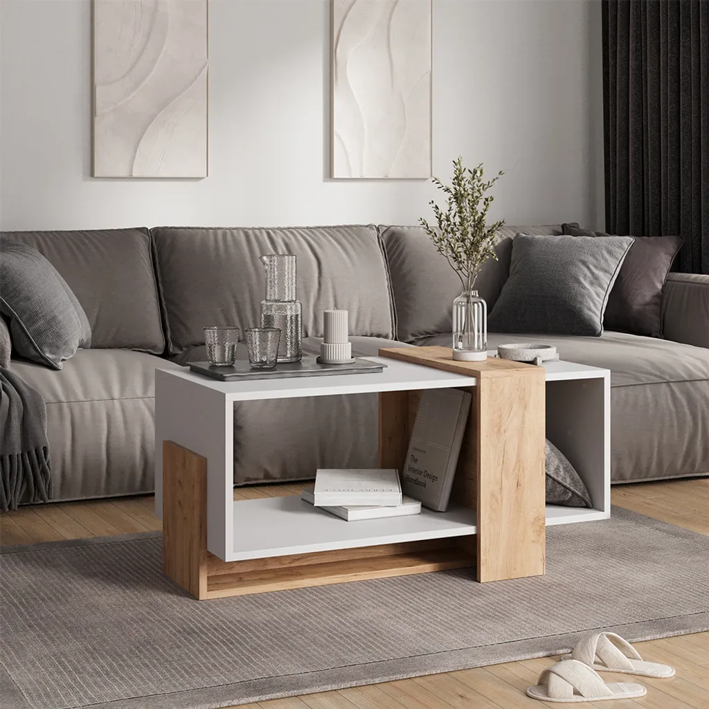 Mobile Sottolavabo Vicco Aven 92cm Rovere Bianco e Oro - Bagno Moderno