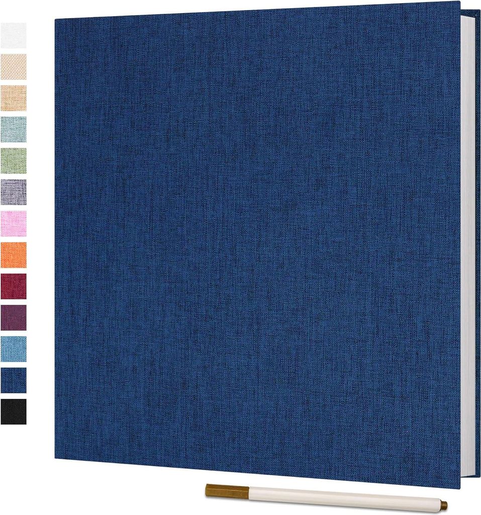 Selbstklebendes Fotoalbum 33x32 cm Magnetisches Klebealbum 40 Seiten Leinen Hardcover mit einem Metallstift für Hochzeit Baby Familie Reisen