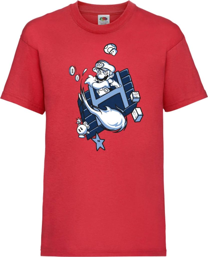 Kinder T-Shirt Japan Animation Manga Anime Comics Game Mario Fun Fire ball Var-006 Game Mario Fun Fireball, 12-13 Jahr - 152 / Rot