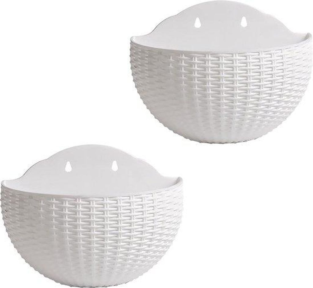 Hängeplanter 2er-Satz - Halbmond-Blumengarten - Europäische Stil - Imitations-Rattan - Wandplanter - für Balkon & Terrasse