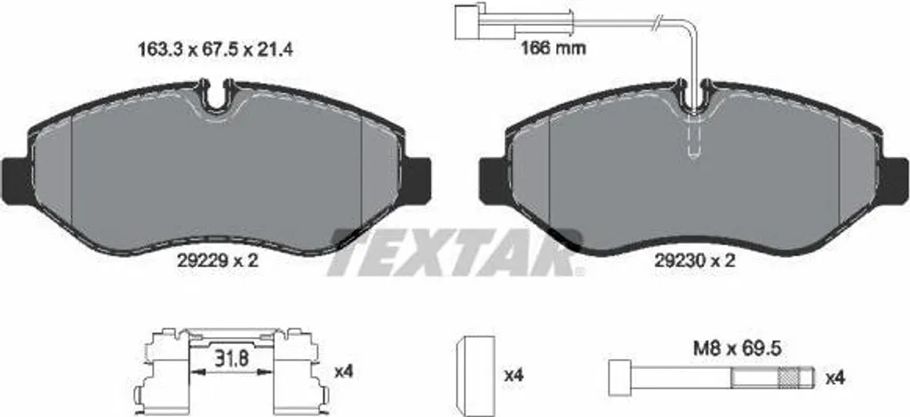 Plaquettes de frein TEXTAR 2922902 sans sifflement pour Nissan NT400