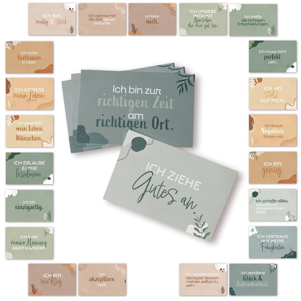 24 Affirmationskarten für Erwachsene positives Mindset boho Produktbild 