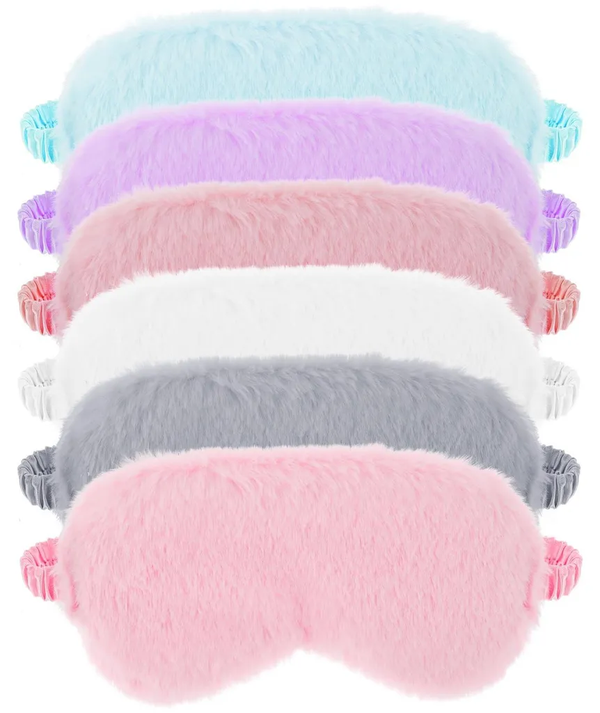Masque de Nuit Doux en Fourrure Artificielle - Lot de 6 pour la Sieste