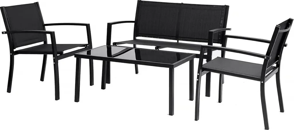 Petit salon de jardin 4 places Lino noir - Mobilier compact et durable