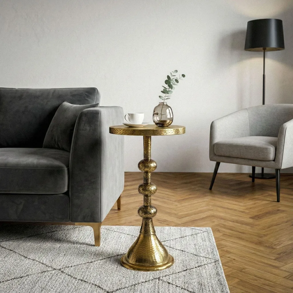 Table d'appoint Orient Handmade en aluminium doré - Artisanat unique - 2