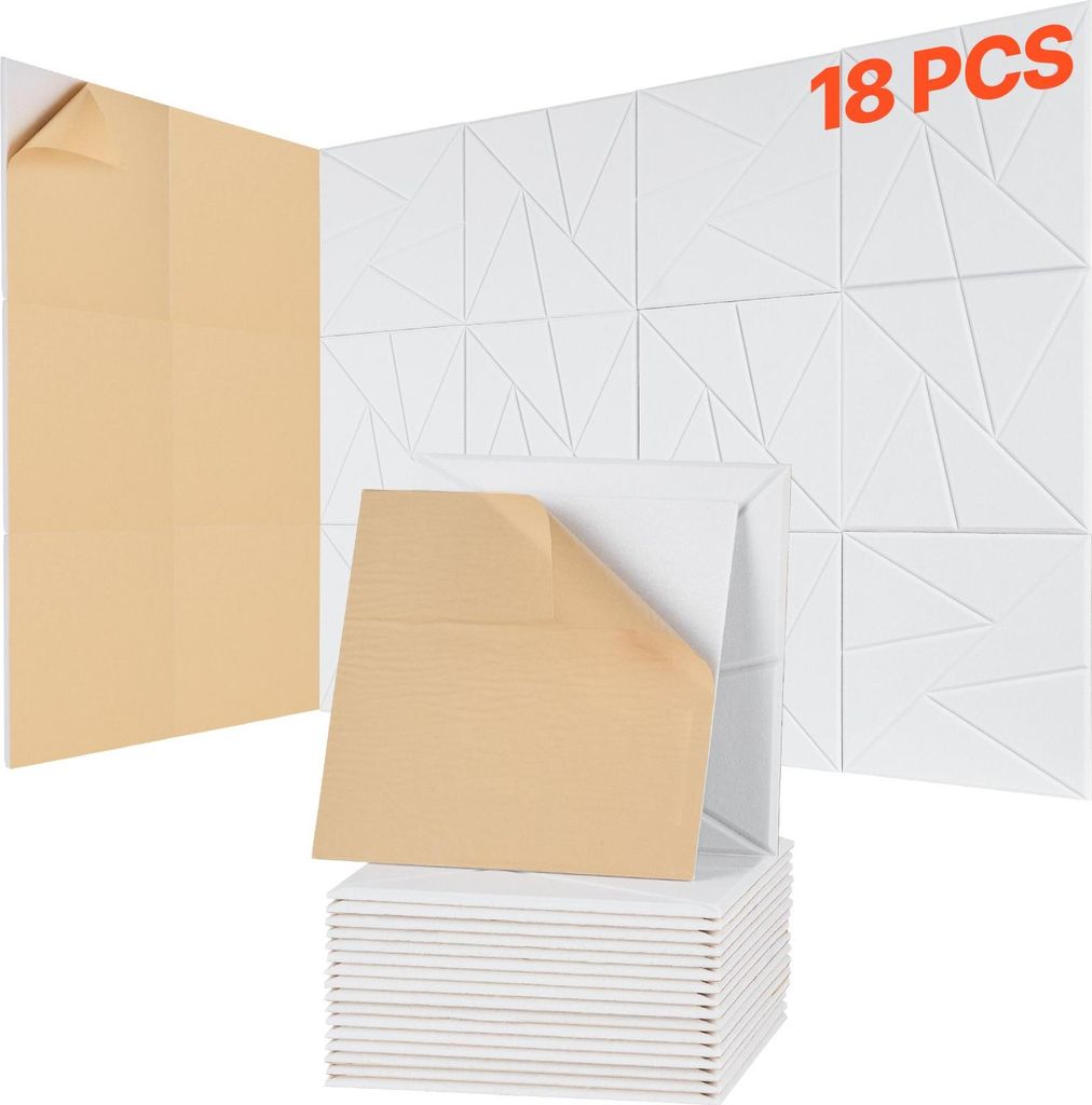 Akustikplatten - Selbstklebende Schallabsorber Wandpaneele - Format 30 x 30 x 1 cm - Polyesterfaser (PET) - Schallabsorbierend & Echo-Reduzierend -...