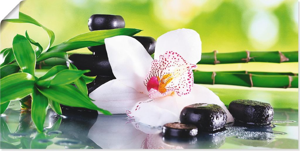 ARTland Poster Spa Steine Bambus Zweige Orchidee Größe: 100x50 cm