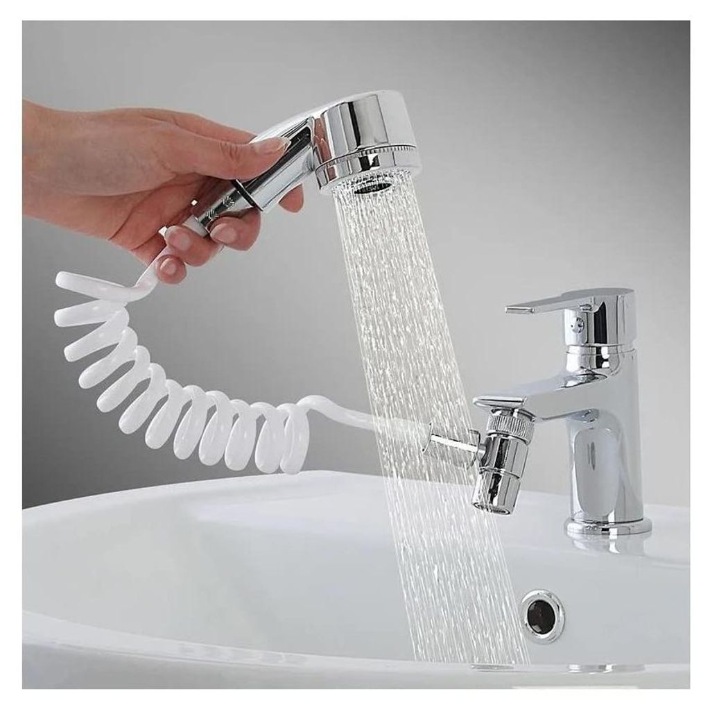 Easy Universal-Handbrause, Handbrause für Waschbecken, Duschkopf, Siphon, Befestigung mit doppelseitigem Klebeband, praktisch und kompakt