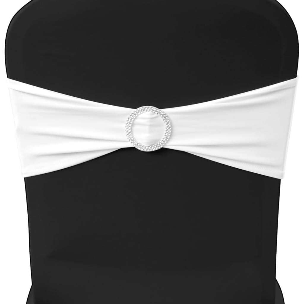 (Robust Möbel) 25 x Stuhlschleifen Stretch Schleifenbänder + Diamant Schnalle weiß - Hussen CL853681 - Hussen