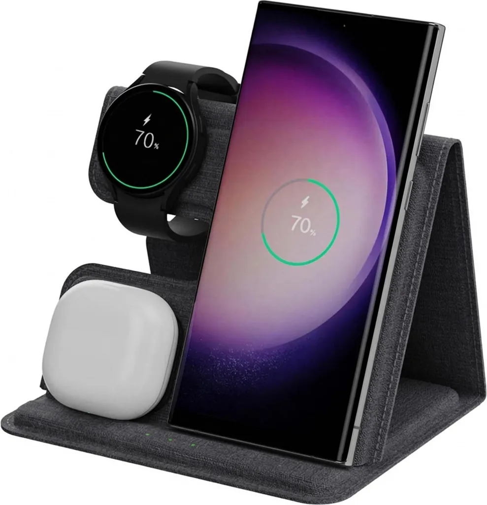 Stazione Ricarica 3 in 1 Samsung imoshion Pieghevole - Grigio Elegante
