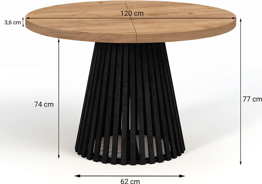 Runder Ausziehbarer Tisch für Esszimmer, DOVER - Produktbild 9