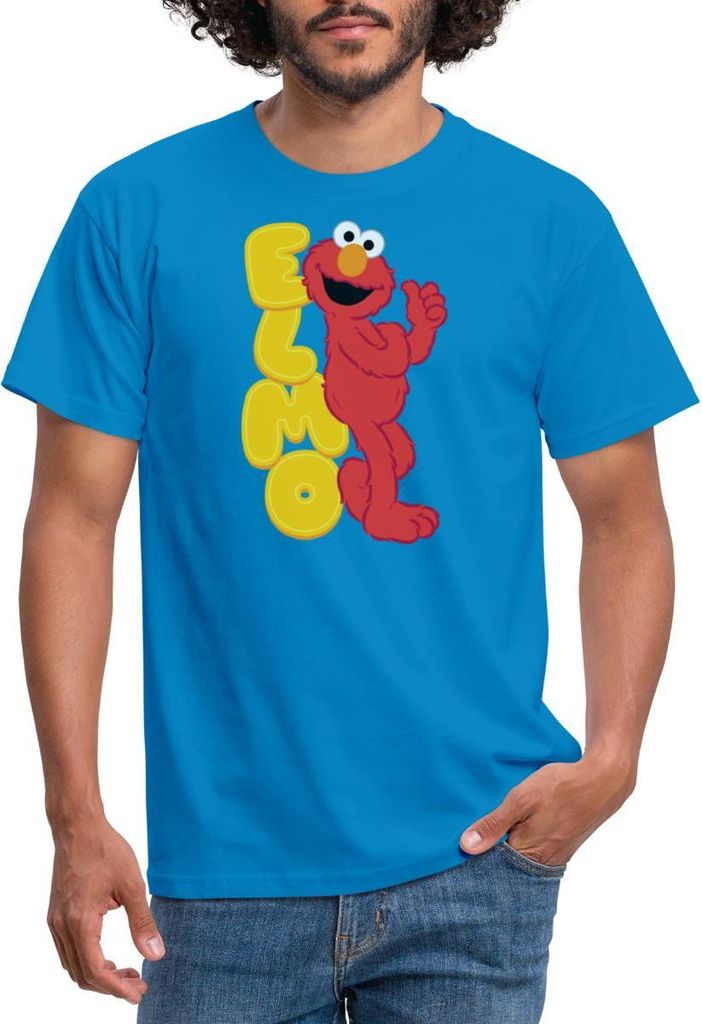 Spreadshirt Sesamstraße Elmo Mit Schriftzug Männer T-Shirt, 4XL, Royalblau