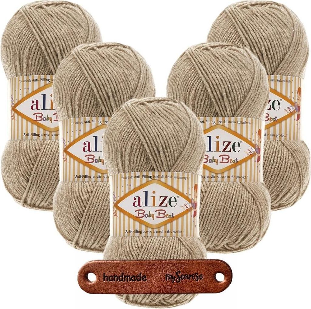 5 x ALIZE Baby Best 256 Beige mit Label Produktbild 