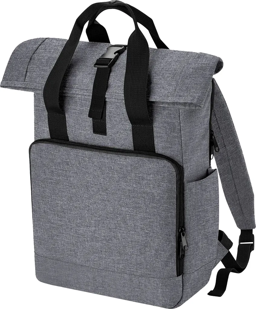 Sacoche ordinateur portable rembourrée roll top gris chiné ajustable