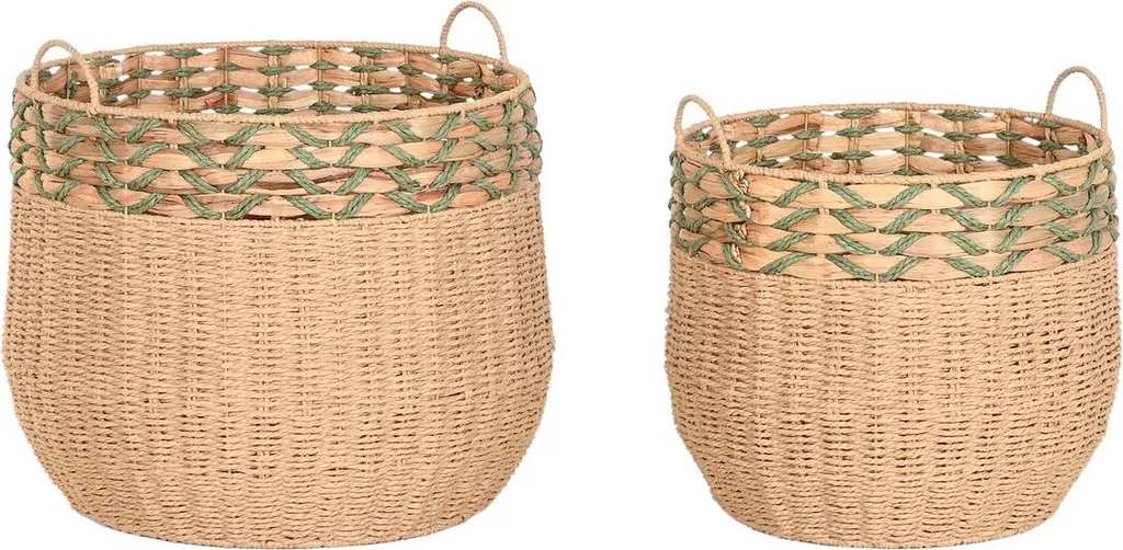 Paniers de rangement décoratifs Home ESPRIT en fibres tressées vertes