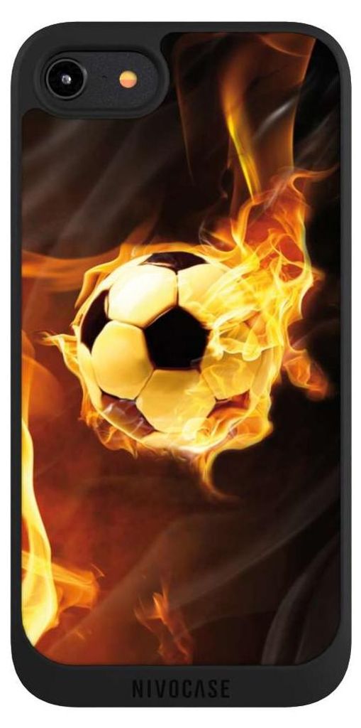 NIVOCASE Handyhülle für Apple iPhone 8 Hülle NIVOpure Case Schwarz Ball Feuer Fußball