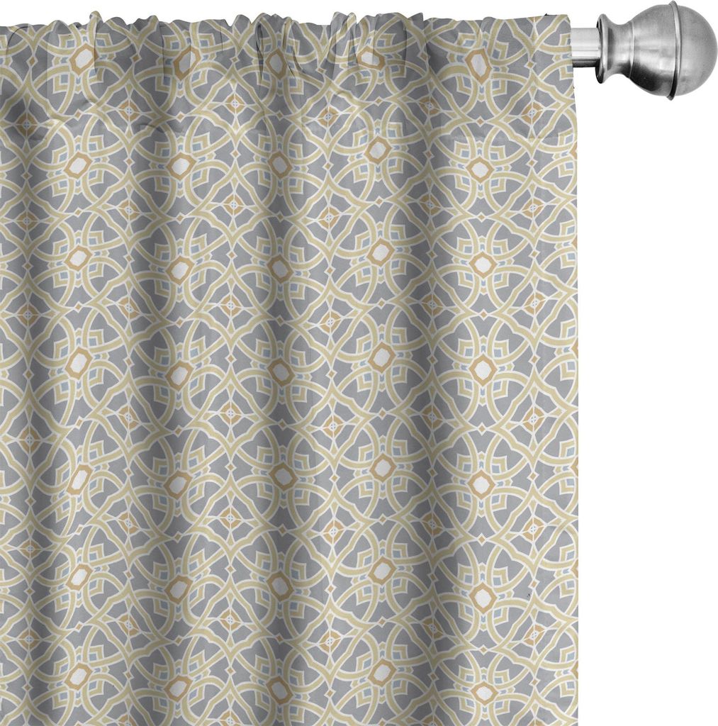 ABAKUHAUS Geometrisch Vorhänge, Gardinen, Arabesque marokkanischen Blumen Azulejos inspiriert Quadrate mit Kreisen Artwork, 2 Stück 75 x 225 cm, ...