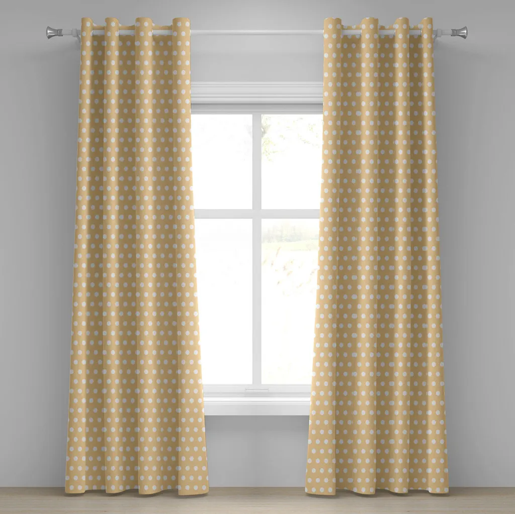 Rideau orange et blanc à pois imprimé rétro classique 2 panneaux 280x245