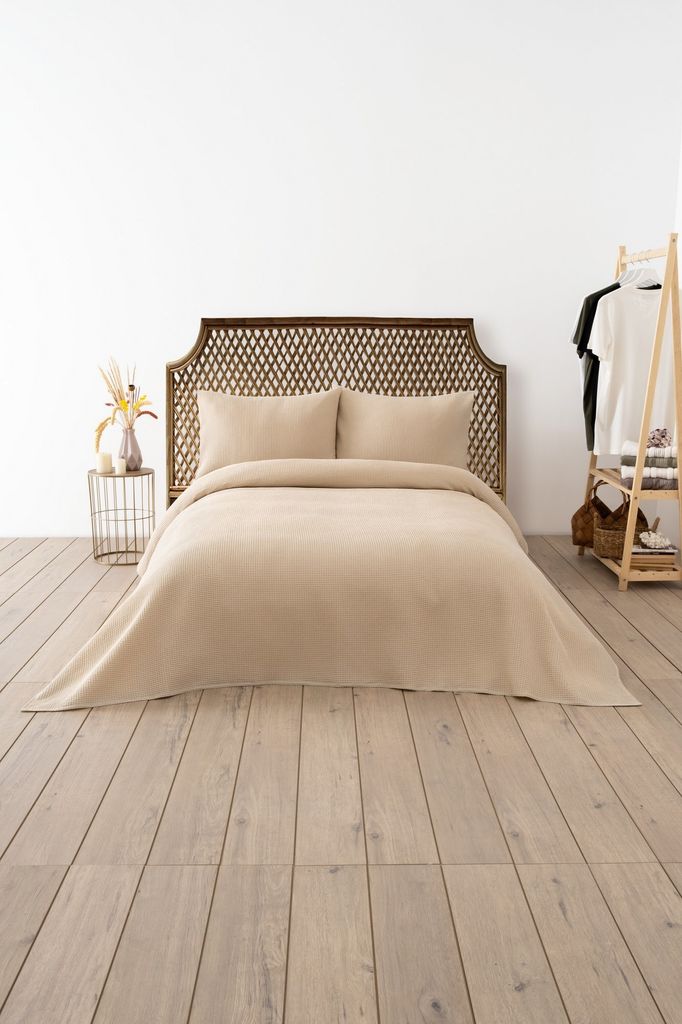 L'Essentiel Linge de Maison, Waffle - Beige, Doppeltes Piqué, Beige, 70 % BAUMWOLLE / 30 % POLYESTER, 200 x 220 cm