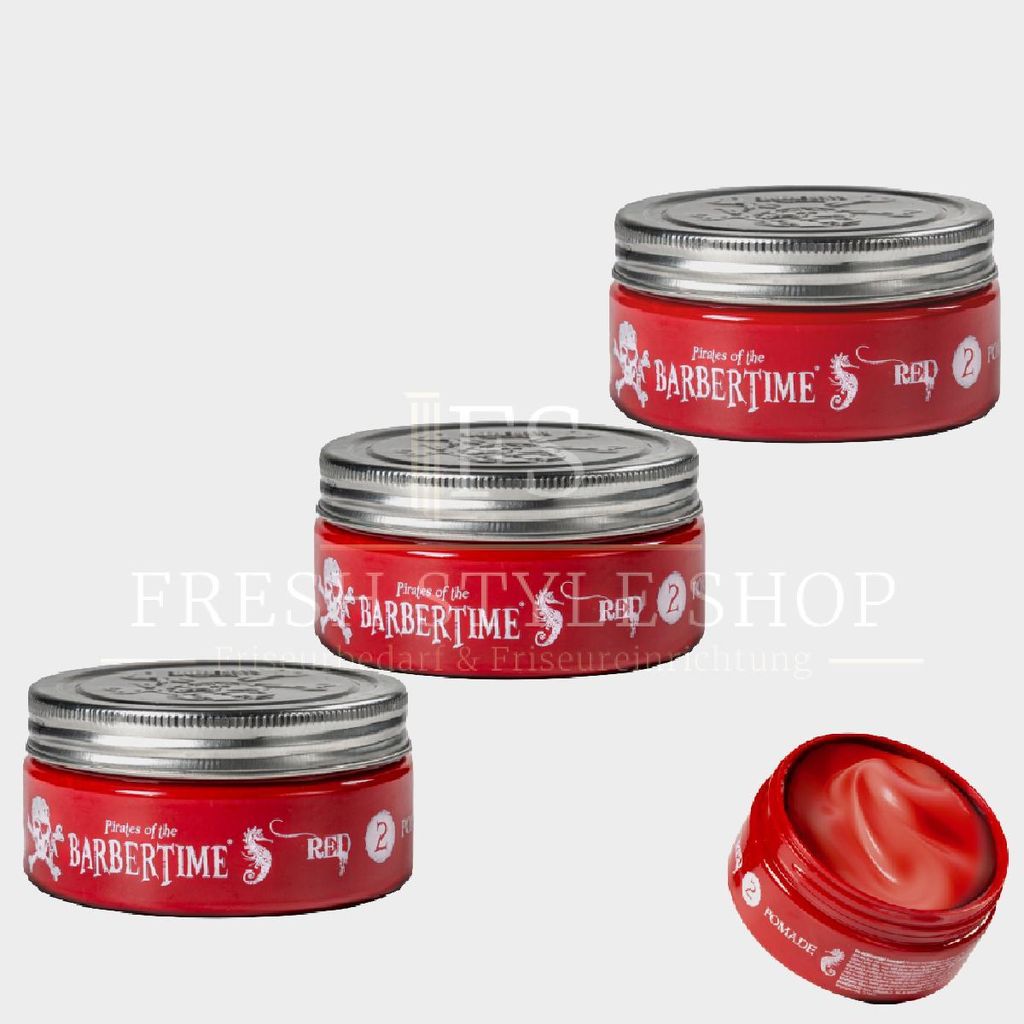 3x BARBERTIME Haarpomade Hair Pomade Styling Pomade 150ml Red