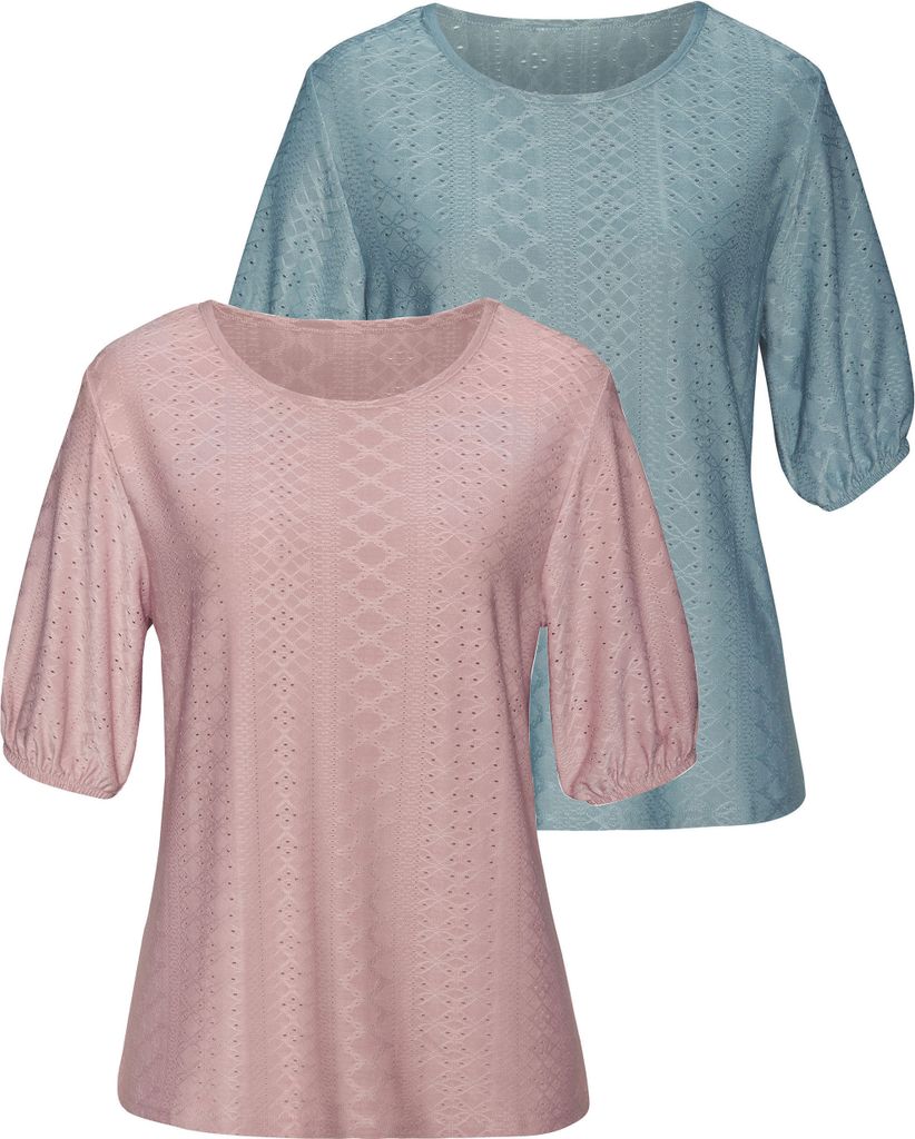 VIVANCE Kurzarmshirt 2 -teilig rose, mint Größe 36/38