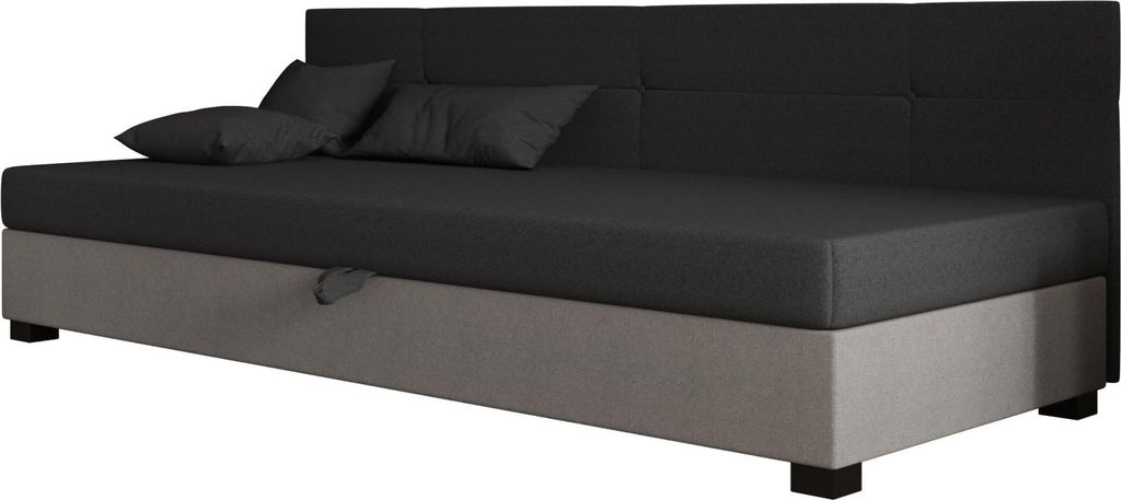 AURA SOFA Boxspringbett SILO BIZ 120x195 Komplett-Set mit Bonell Matratze, Polsterbett mit Bettkästen - Grau/Dunkelgrau, SAWANA 21/05